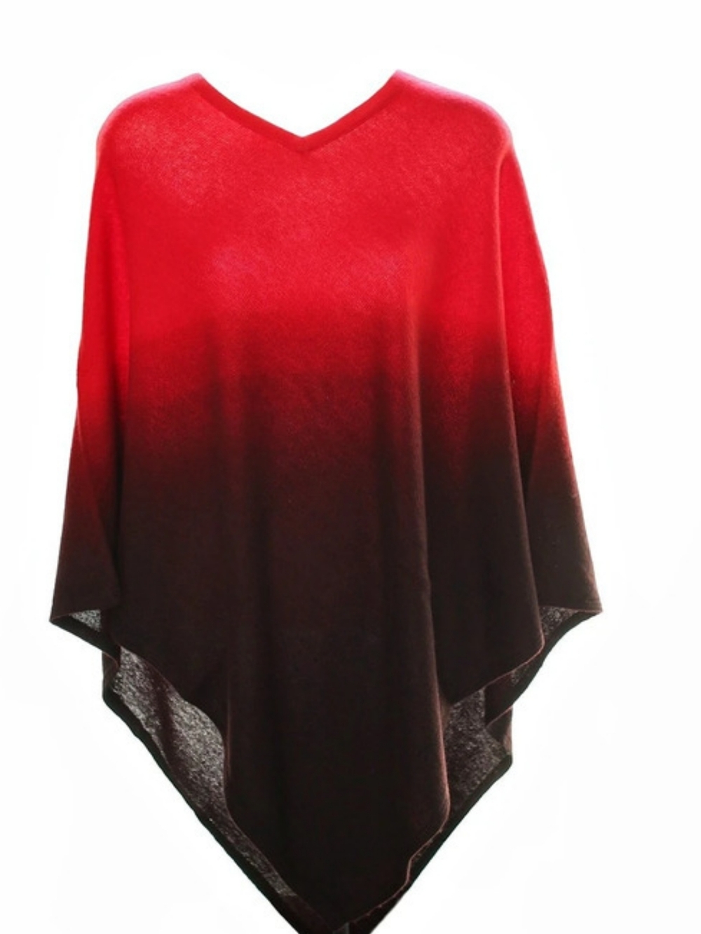 Ombre V-Neck Poncho in Red & Black Like New